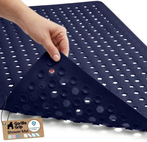 Miniatura 13 de GORILLA GRIP Alfombrilla para bañera patentada, lavable a máquina, con ventosas y orificios de drenaje para mantener las bañeras limpias, suave