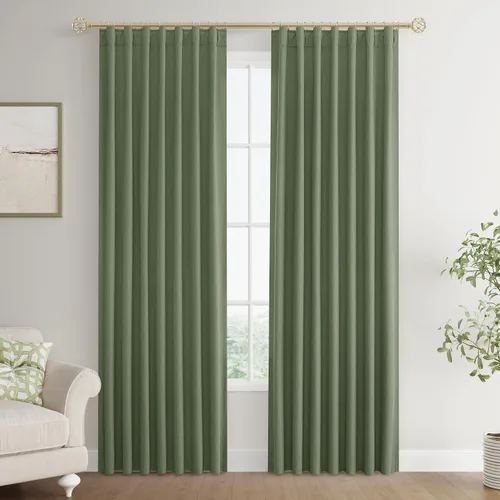 Miniatura 45 de Joywell 2 cortinas opacas 100%, lino, beige natural, trabillas traseras/cinta con ganchos, aislantes, de dormitorio, comedor, sala, puerta corrediza