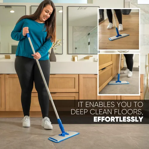 Miniatura 6 de Cinch Mop - Trapeador de microfibra para suelos de madera dura, sistema de trapeadores planos para madera, azulejos, laminados, vinilo, 2 recambios