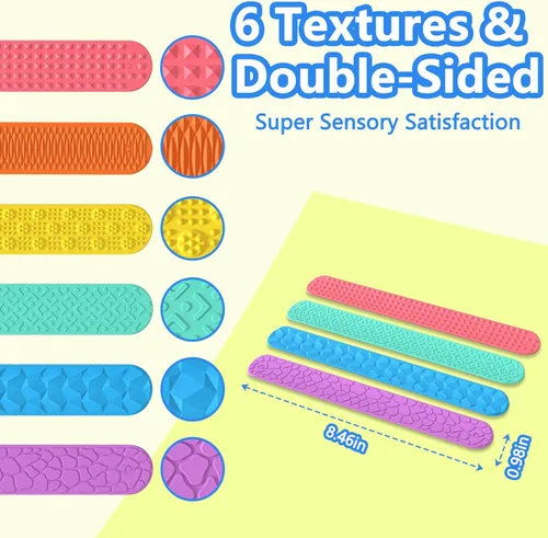 Miniatura 4 de Pulseras de silicona texturizada, juguetes sensoriales para niños y adultos, herramientas calmantes para autismo, TDAH, ansiedad y estrés, juguetes
