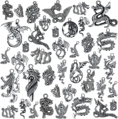 Miniatura 3 de WILLBOND 70 Pcs Dragon Charms for Jewelry Making DIY Necklace Bracelet Jewelry Making Crafting Supplies Collections Skeleton