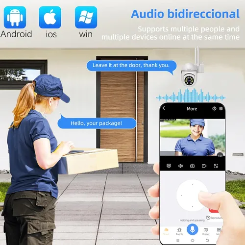 Miniatura 5 de CKK Cámara de seguridad 1080P para exteriores, 2 cámaras PTZ WiFi de 2 MP para el hogar (doble banda 2.4G/5G), panorámica/inclinación de 360°