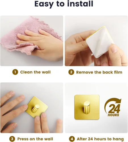 Miniatura 6 de xdgeLoad Ganchos adhesivos resistentes, paquete de 8 ganchos para toallas de baño, ganchos de pared adhesivos para baños, abrigos, batas, cocina