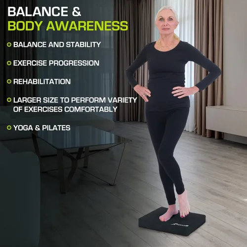 Miniatura 5 de ProsourceFit Almohadilla de equilibrio de ejercicio, alfombrilla de espuma acolchada antideslizante y rodillera para entrenamiento de fitness y Negro