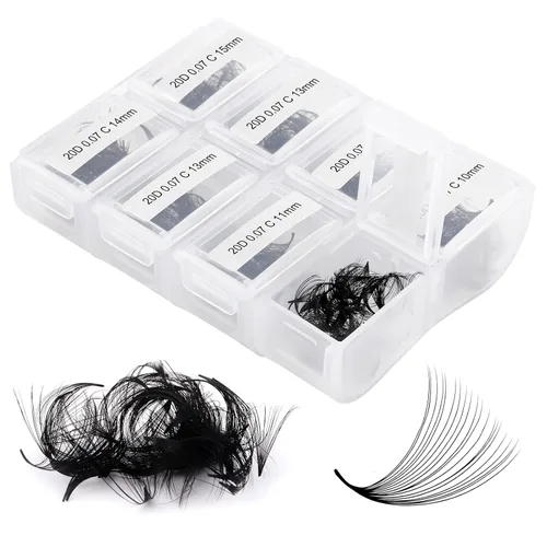 Miniatura 77 de Extensiones de Pestañas Rizo D 0.59-0.79 pulgadas Bandeja Mixta Seda Extensiones de Pestañas Clásicas Suministros Extensiones de Pestañas