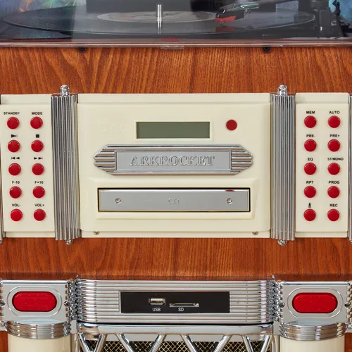 Miniatura 4 de Arkrocket Reproductor de Vinilo de Jukebox de Tamaño Completo Bluetooth USB SD CD Radio Retro Tocadiscos Jukebox Clásico (Taurus - Clásico)