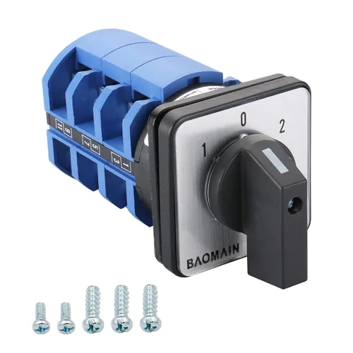 Miniatura 9 de Baomain Interruptor de cambio rotativo, 20A 3 posiciones, selector de leva de 8 terminales con selección de circuito 1-0-2, certificado UL