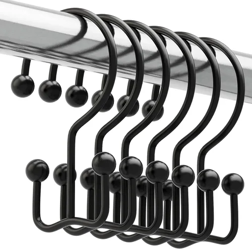 Miniatura 17 de Titanker Ganchos Anillos para Cortina de Ducha, Ganchos de Ducha de Metal de Doble Deslizamiento Resistentes al Óxido para Barras de Cortinas