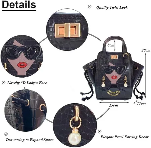 Miniatura 2 de Bolso de mano de piel sintética con asa superior 3D para mujer, bolso de mano para mujer, bolso cruzado tipo hobo