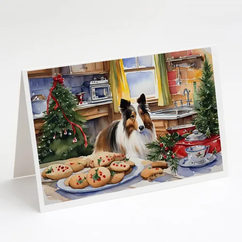 Miniatura 106 de Caroline's Treasures DAC3884GCA7P Paquete de 8 tarjetas en blanco de Navidad con galletas de husky siberiano Tarjetas de felicitación con sobres