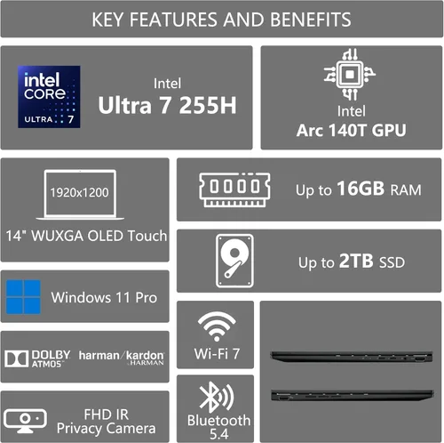 Miniatura 3 de ASUS Zenbook 14 OLED portátil Pantalla táctil OLED Lumina WUXGA de 14" (100% DCI-P3, 500 nits HDR) Intel Ultra 7 255H de 16 núcleos