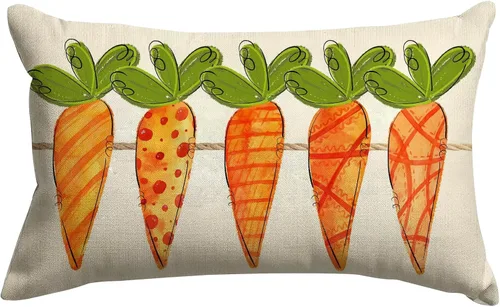 Miniatura 19 de GOOESING Fundas de almohada de Pascua de 12 x 20 pulgadas, funda de cojín de lino para sofá, decoración del hogar