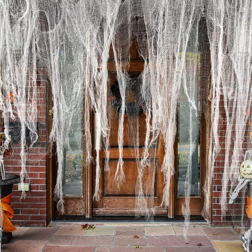 Miniatura 10 de Watayo Paquete de 8 paños espeluznantes de Halloween, tela espeluznante de 72 x 30 pulgadas, tela de araña elástica de Halloween, gasa espeluznante