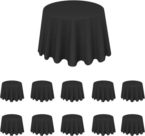 LALAPORT Paquete de 10 manteles redondos de poliéster de 108 pulgadas color negro de alta calidad para bodas, fiestas, eventos, banquetes, bufés