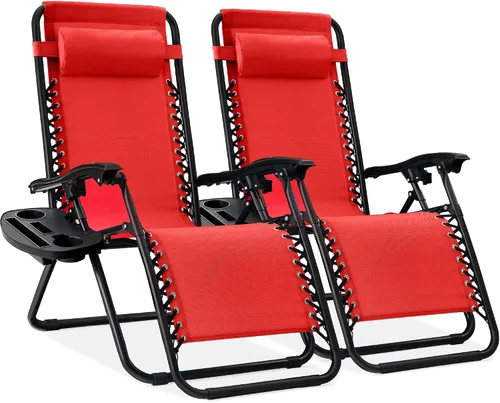 Miniatura 9 de Best Choice Products - Juego de 2 sillas reclinables y ajustables de malla y acero, sillas con sensación gravedad cero con cojines y bandejas