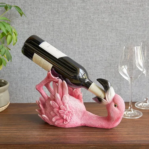 Miniatura 5 de True Flirty Flamingo - Soporte para botella de vino de poliresina, perfecto para decoración de cocina, accesorios de vino, decoración de bar