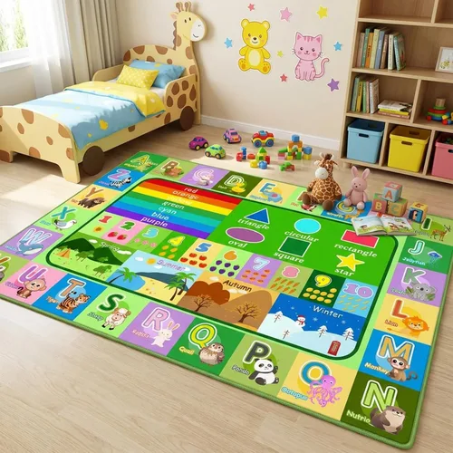 Miniatura 23 de Alfombra infantil para sala de juegos, dormitorio, 2.5 x 4 pies, alfombra educativa ABC para aula, guardería, alfombra antideslizante de aprendizaje