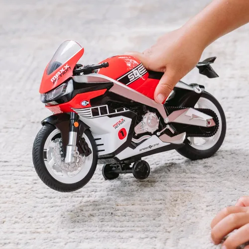 Miniatura 2 de Sunny Days Entertainment Maxx Action Super Bike con función de caballito – Motocicleta de juguete motorizada roja para niños y niñas Vehículo
