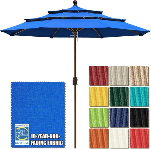 Miniatura 67 de EliteShade USA Sombrilla de Mercado de 10 Años Sin Decoloración de 9 Pies 3 Niveles Sombrilla de Patio Sombrilla de Mesa para Exteriores con Beige