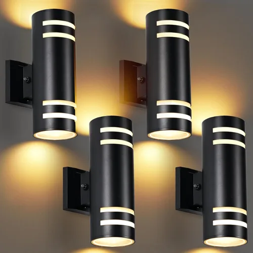 Miniatura 14 de Luces de pared para exteriores del atardecer al amanecer, 2 unidades, modernas luces de porche al aire libre con bombillas, luz exterior cilíndrica