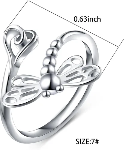 Miniatura 3 de DAOCHONG Anillos abiertos de plata de ley 925 para mujer (anillo de tamaño ajustable)