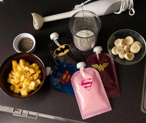 Miniatura 3 de Herobility DC Comic - Bolsa para alimentos de 6 onzas líquidas, reutilizable, sostenible, diseño a prueba de fugas, doble cierre de cremallera, sin