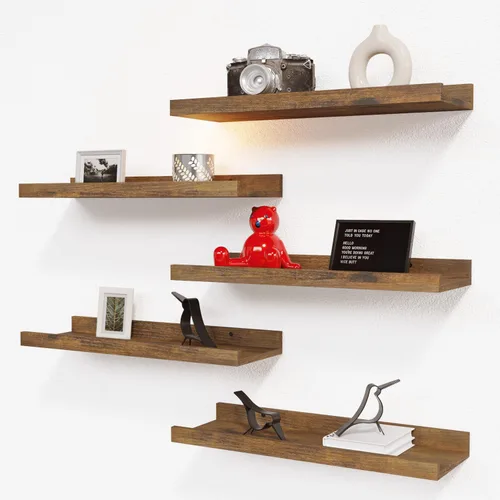 Miniatura 9 de RICHER HOUSE Juego de 3 estantes flotantes para pared, estantes negros de 16 pulgadas para montar en la pared con borde para almacenamiento, estante