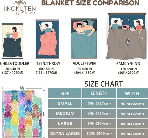 Miniatura 3 de Manta colorida de piña, regalos para mujeres, niñas, hombres y niños, manta de franela suave y cómoda para cama de autobús, sala de estar