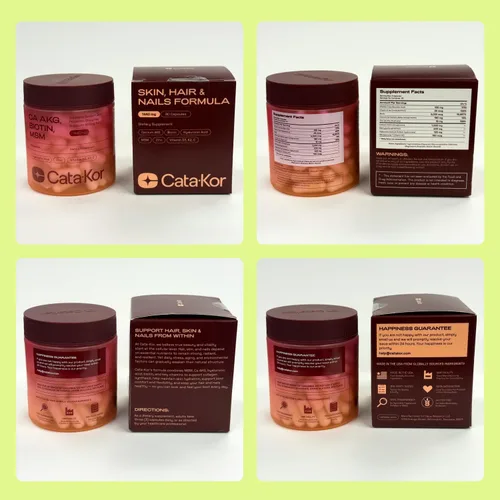 Miniatura 9 de Cata-Kor Vitaminas para el cabello, la piel y las uñas para mujeres, suplemento capilar con biotina y colágeno, ácido hialurónico, calcio AKG, MSM