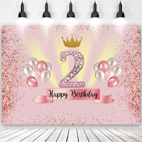 Decoración de feliz segundo cumpleaños de 6 x 4 pies para fiesta de niña, telón de fondo para fiesta de cumpleaños de 2 años de edad, pancarta de