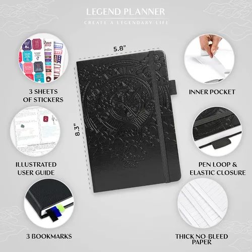Miniatura 2 de Legend - Agenda por hora sin fecha, planificador diario por hora con ranuras de tiempo, organizador semanal de gestión del tiempo y libro de citas