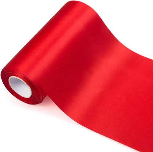 Miniatura 9 de Rollo de cinta de satén rojo de 4 pulgadas de ancho, 24.1 yardas de largo a granel para decoración de Navidad, ceremonia de cumpleaños, lazos
