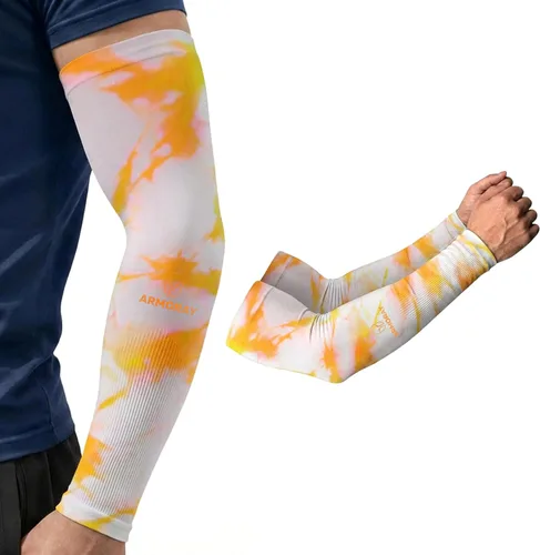 Miniatura 28 de ARMORAY Mangas de brazo para hombres y mujeres, protección solar UV, cubierta de tatuajes, manga deportiva para golf, correr, fútbol verde celestial