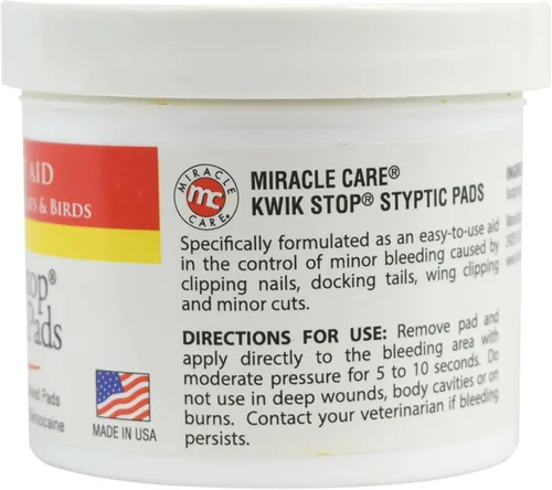Miniatura 2 de Miracle Care Kwik Stop - Almohadillas estípticas para perros, gatos y pájaros, 90 almohadillas previamente empapadas, parada de sangre de acción