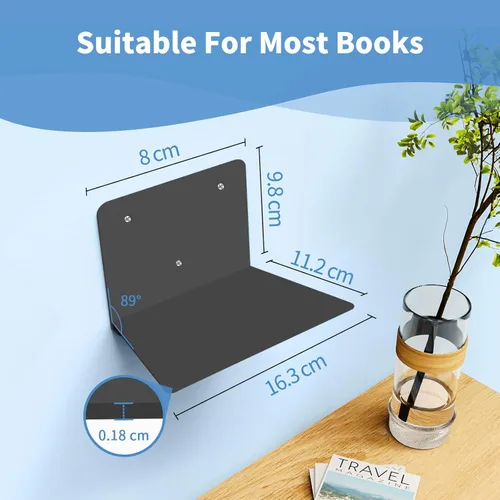 Miniatura 3 de Estantería flotante de libros FENTEC para pared, estantería flotante invisible montada en la pared, estanterías colgantes resistentes, estante