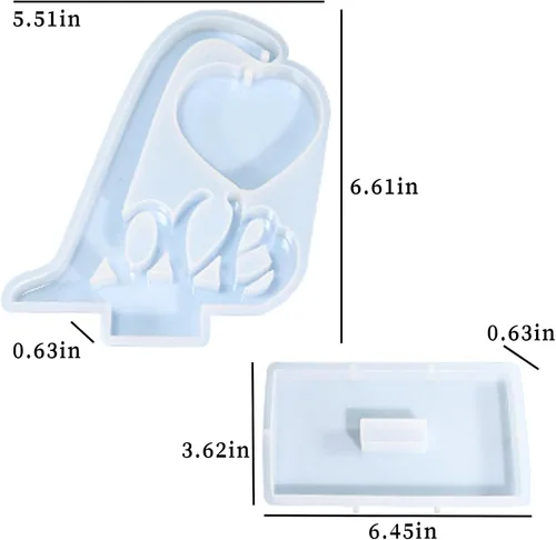 Miniatura 3 de Moldes de marco de fotos grandes de resina, moldes de silicona en forma de corazón de carta de amor para resina epoxi, molde de fundición de epoxi