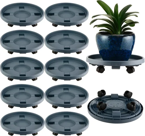 Miniatura 12 de Paquete de 3 organizadores grandes para plantas con ruedas de 13 pulgadas, soportes rodantes para plantas de plástico resistente, base rodante