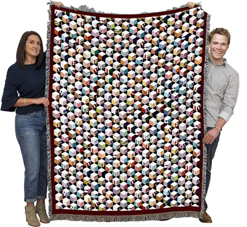 Miniatura 8 de Pure Country Weavers Manta de edredón – Nueve parches de flores – Patrones de regalo de jardín con hojas florales de regazo cuadrado tejido