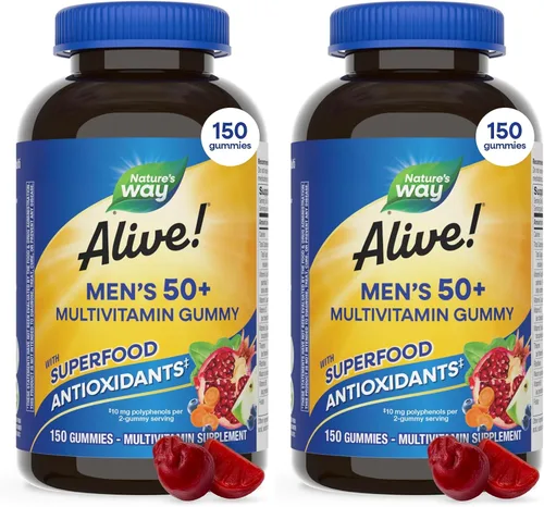 Miniatura 9 de Nature's Way ¡Alive! Multivitaminas diarias en gomitas para hombres de 50+, apoya la salud del cerebro, los ojos, el corazón*, vitaminas B, sin