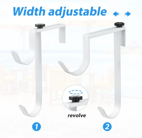 Miniatura 3 de Savita 2 ganchos dobles para poste de piscina, panel grueso ajustable, ganchos de equipo de valla de piscina, ganchos de metal para colgar