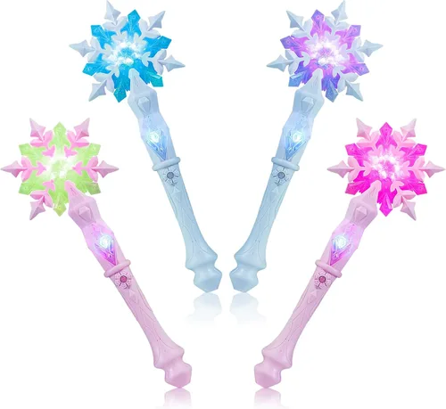 EnrichFun - Varita de copo de nieve de Frozen que se ilumina con sonido, juguetes mágicos con movimiento para princesas para niñas, favoritos de
