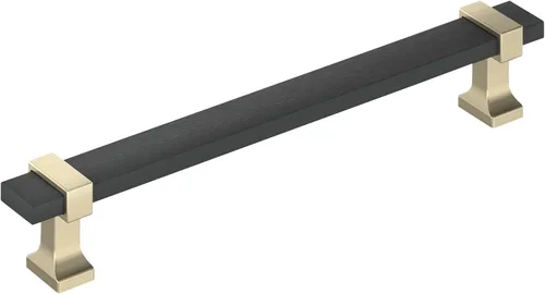 Miniatura 22 de Amerock Overton - Tirador para gabinete de 96 mm de centro a centro en acabado negro mate cepillado/bronce champán, BP36681BMBCZ