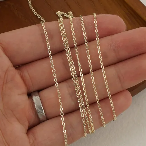 Miniatura 6 de Cadena de cable rellena de oro de 14 quilates de 6 pies para fabricación de joyas personalizadas, cadena de cable a granel sin terminar (0.039 in)
