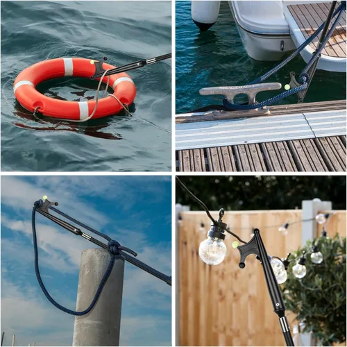 Miniatura 6 de SANLIKE Telescopic Boat Hook - Scratch-Resistant Boat Hook with Luminous Bead Boating Push Pole for Docking
