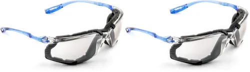 3M Anteojos de seguridad, Virtua CCS, ANSI Z87, antivaho, lentes espejados para interiores y exteriores, marco azul, sistema de control de tapones