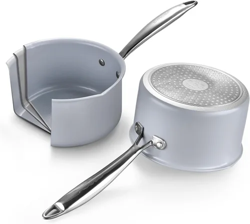 Miniatura 8 de Cacerola antiadherente de 2 cuartos con tapa, cacerola de cerámica pequeña para cocinar, no tóxica, libre de PTFE y PFOA - apta para horno