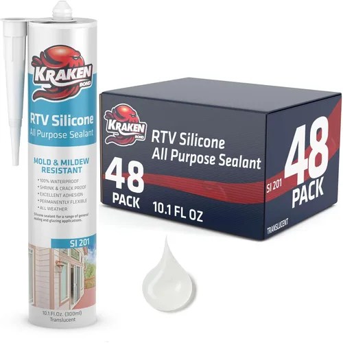 Miniatura 22 de Kraken Bond Sellador de silicona gris resistente al agua Cartucho de 100 a 10 onzas líquidas – RTV silicona calafateo para cocina y baño, todo uso