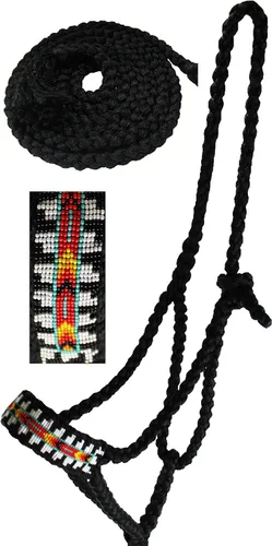Miniatura 2 de Nylon Caballo Cuerda occidental trenzado Halter plomo w/Noseband cuentas 606RT14