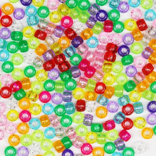 Miniatura 26 de 1000 cuentas de pony negras de 0.236 x 0.32 pulgadas para pulseras, trenzas de pelo y manualidades de bricolaje, solo para uso en manualidades