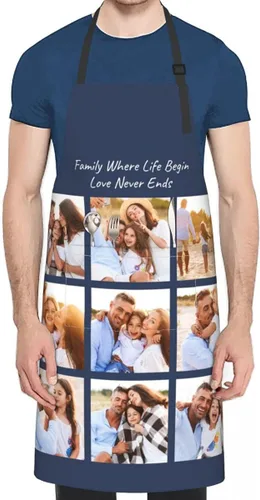 Miniatura 9 de EAQ Delantales personalizados para mujeres y hombres, delantales personalizados con foto personalizada para cocinar, servir, cafetería Delantal